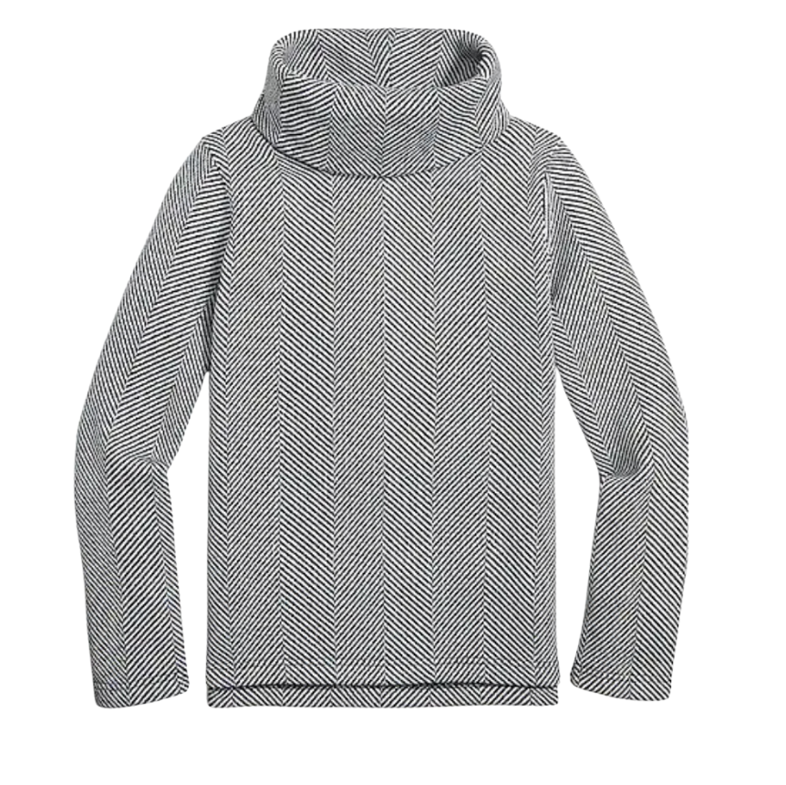 Long-Sleeve Herringbone Funnel Neck Pullover